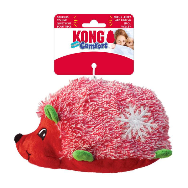 KONG Holiday Comfort Hedgehug Dog Toy, Red/Green