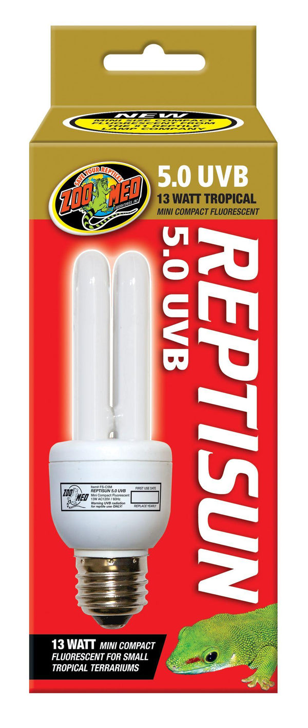 Zoo Med ReptiSun 5.0 UVB Compact Fluorescent Mini Reptile Lamp, 13-Watt