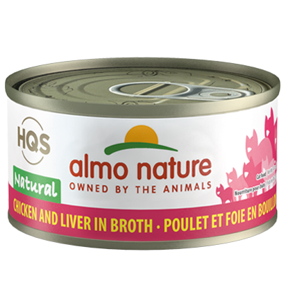 Almo Nature HQS Natural Chicken & Liver in Broth Grain-Free Wet Cat Food Can
