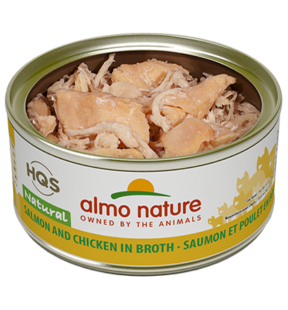 Almo Nature HQS Natural Salmon & Chicken in Broth Adult Grain-Free Wet Cat Food