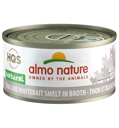 Almo Nature HQS Natural Tuna & Whitebait Smelt in Broth Adult Grain-Free Wet Cat Food