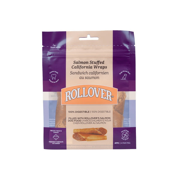 Rollover Premium Salmon Stuffed California Wraps Dog Treats, 4-pk