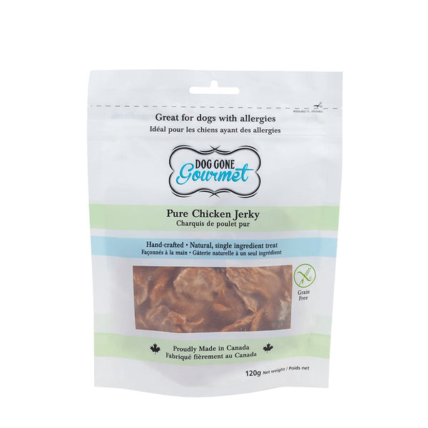 Rollover Premium Dog Gone Gourmet Grain-Free Pure Chicken Jerky Dog Treats, 120-gram