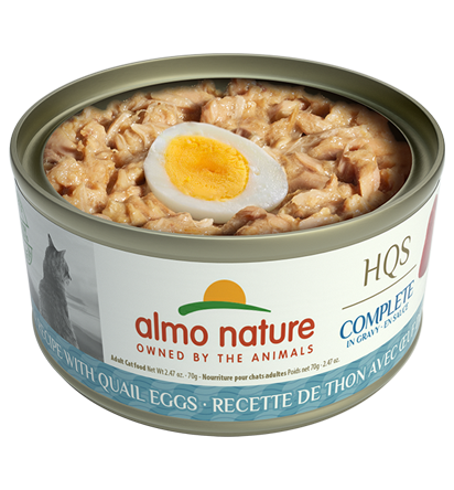 Almo Nature HQS Recette complète de thon avec œufs de caille en sauce Nourriture humide pour chats sans céréales