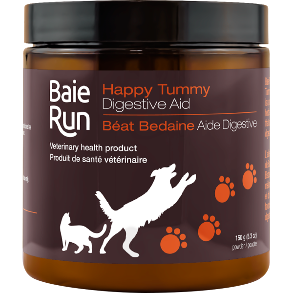 Supplément d'aide digestive pour chat et chien Baie Run Happy Tummy, 150 grammes