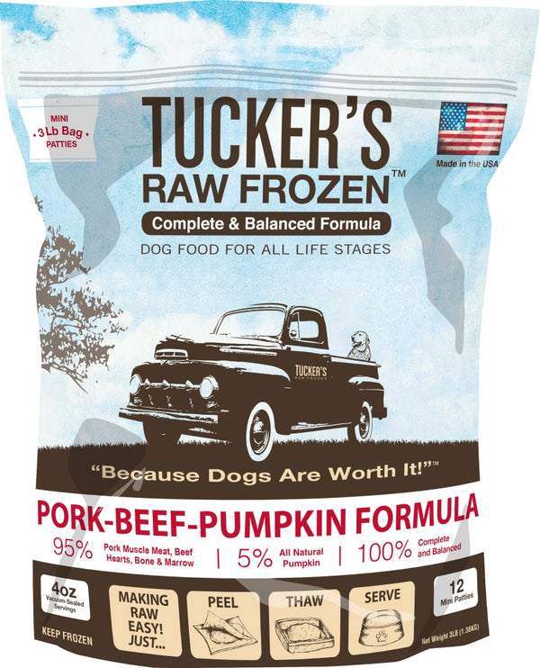Tucker's Nourriture crue congelée complète et équilibrée porc, bœuf et citrouille pour chiens