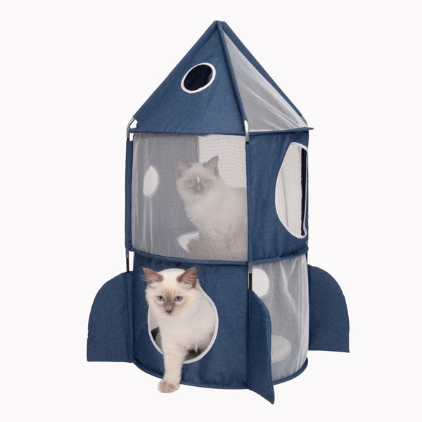 Catit Vesper Rocket Ship Hideout Cat Toy, Blue