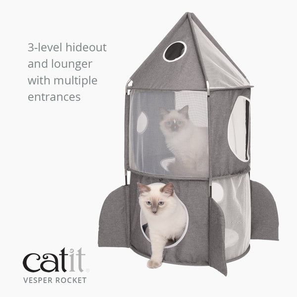 Catit Vesper Soft Cat Furniture, Rocket Ship, Gray