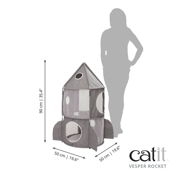 Catit Vesper Soft Cat Furniture, Rocket Ship, Gray