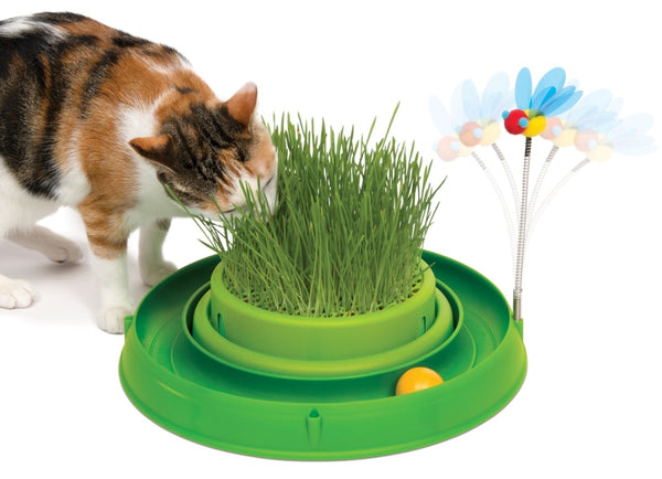 Catit Circuit Ball with Grass Planter Cat Toy