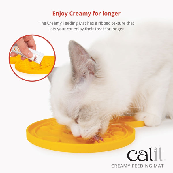 Catit Creamy Lickable Cat Treat Feeding Mat, Fish Shape