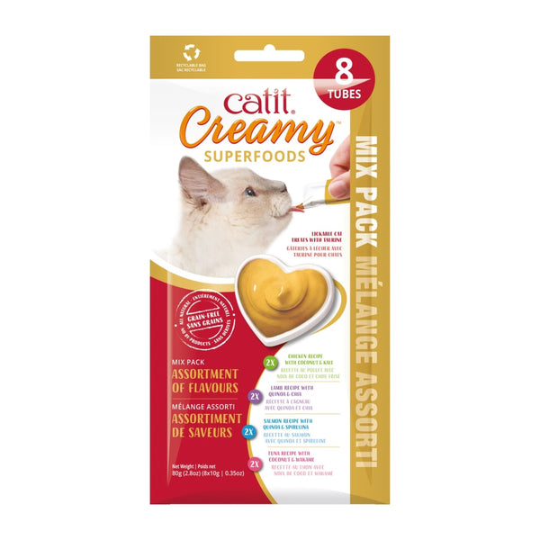 Catit Creamy Superfood Lickable Cat Treat, Assortment, 8-Pack