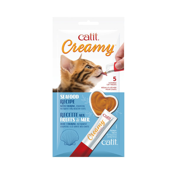 Catit Creamy Scallop Lickable Cat Treats, 5-pack