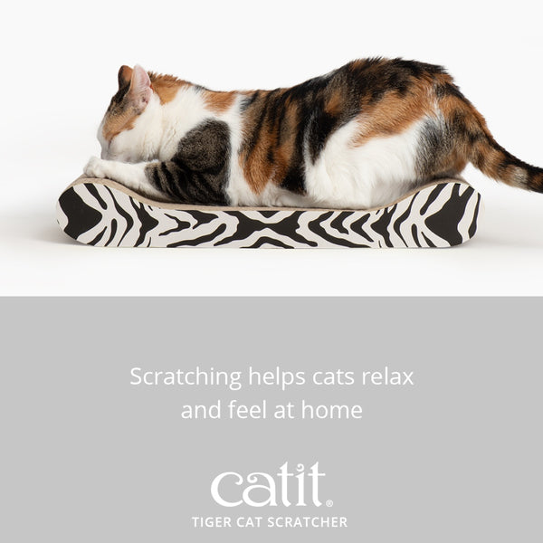 Catit Style Lounge Scratcher with Catnip, White Tiger