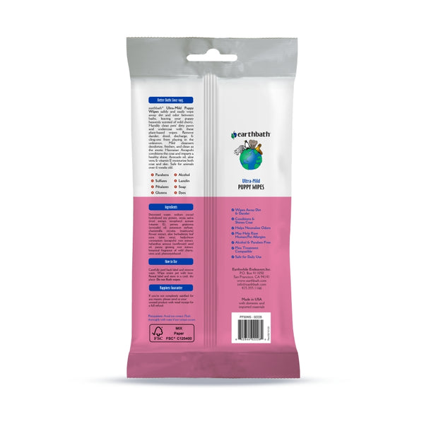 Earthbath Ultra-Mild Puppy Wipes, Wild Cherry, 30 count