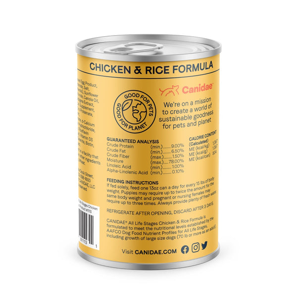 Canidae Toutes étapes de la vie Poulet et riz Boîte de nourriture humide pour chiens