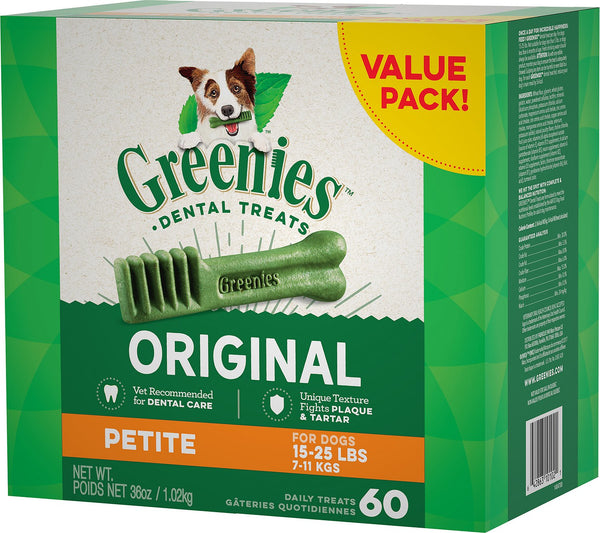 Gâteries pour chiens Greenies Original Petite Dental, 60 pièces