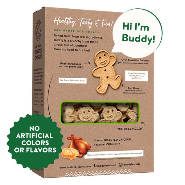 Buddy Biscuits Friandises pour chiens sans céréales cuites au four au poulet rôti, boîte de 14 oz