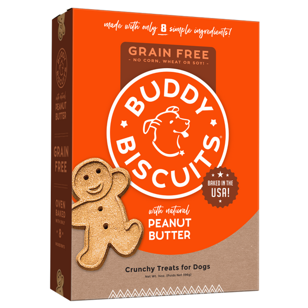Buddy Biscuits Friandises pour chiens sans céréales cuites au four avec beurre de cacahuète fait maison, boîte de 14 oz