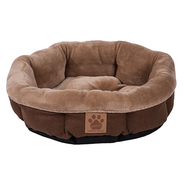Precision SnooZZy Rustic Elegance Round Shearling Dog Bed, Brown, 17-in x 4.5-in
