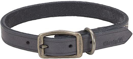 Circle T Rustic Leather Town Dog Collar, Slate Grey