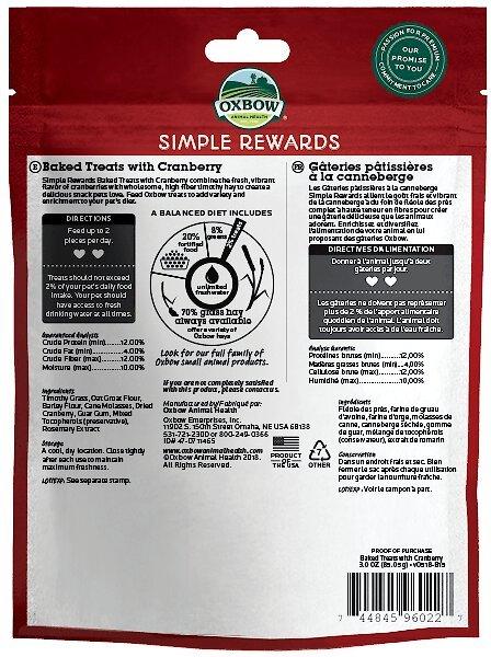 Oxbow Simple Rewards Oven Baked with Cranberry Small Animal Treats, 3-oz