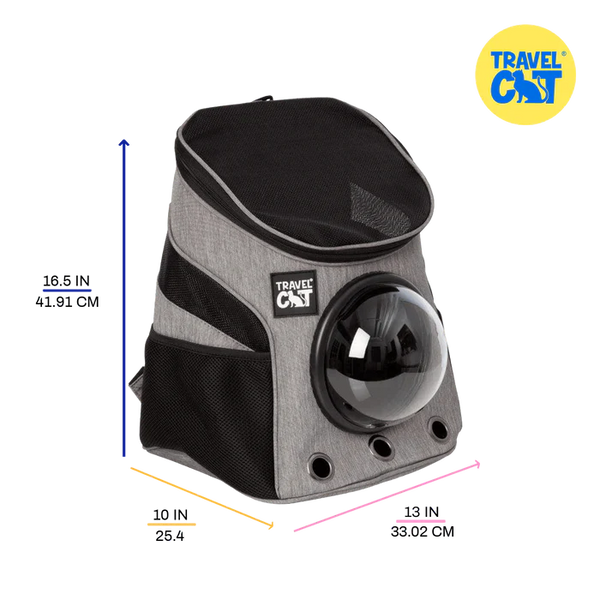Travel Cat The Fat Cat Backpack for Mini Cats, Heather Grey