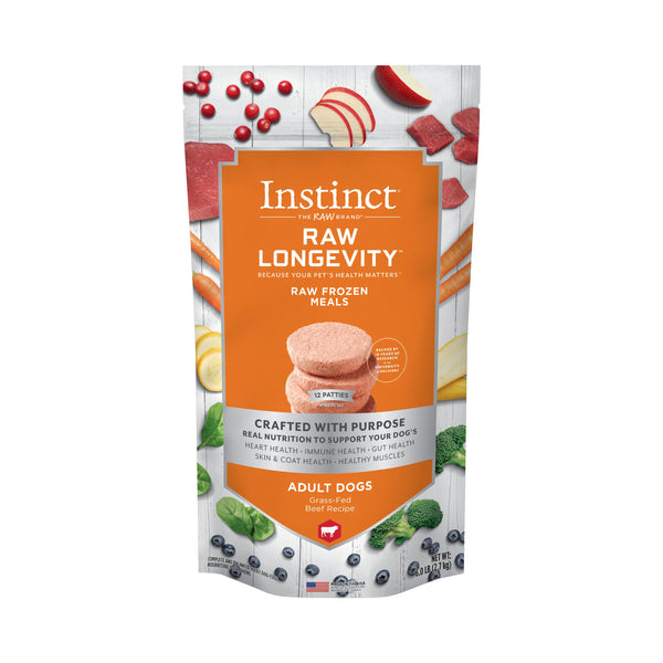 Instinct Raw Longevity Patties Grass-Fed Beef Frozen Dog Food