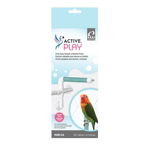 HARI Active Play Fold-Away Shower & Window Perch for Small Parrots, 9.5-in