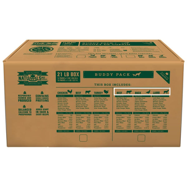 Naturawls Buddy Pack Beef, Duck & Lamb Frozen Dog Food
