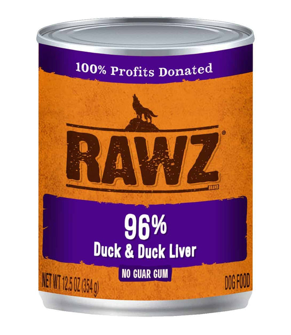RAWZ Dog 96% Duck & Liver Pate Wet Dog Food Can