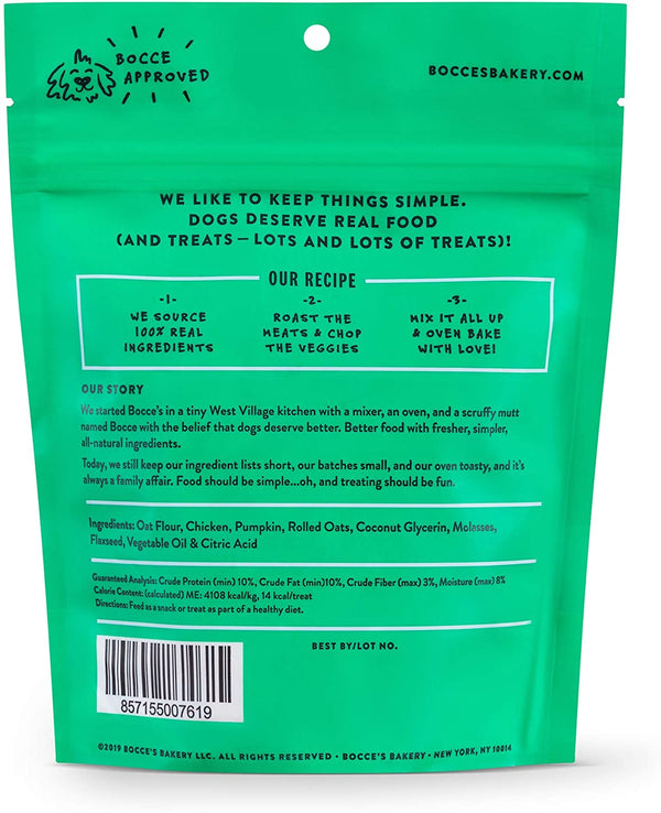 Bocce's Bakery Recette du dimanche rôti au poulet et citrouille Friandises molles et moelleuses pour chiens, 6 oz