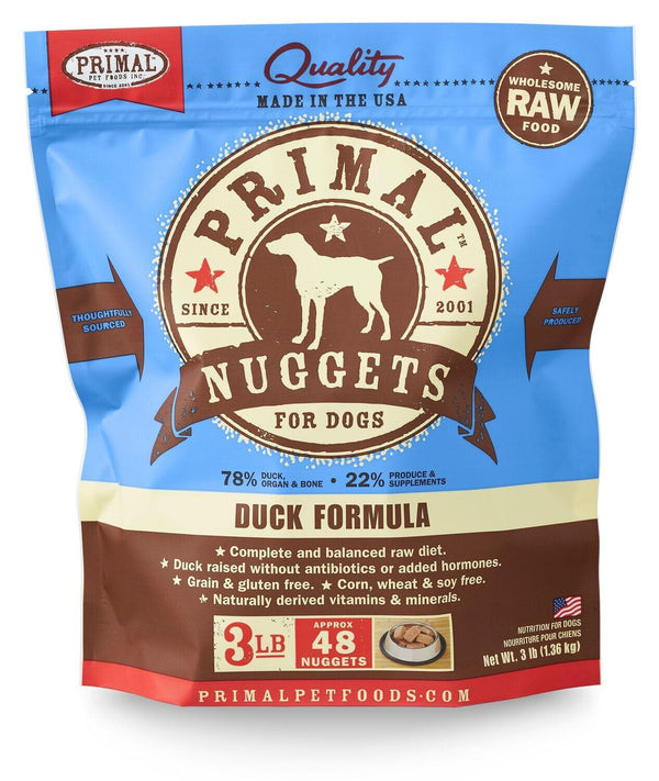 Primal Nuggets crus congelés Formule Canard Nourriture pour chiens, 3 lb