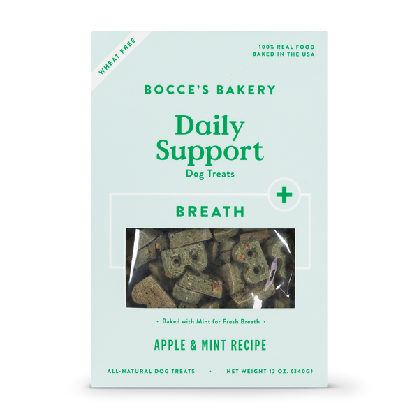 Bocce’s Bakery Daily Support Breath Aid Apple & Mint Dog Treat, 12-oz