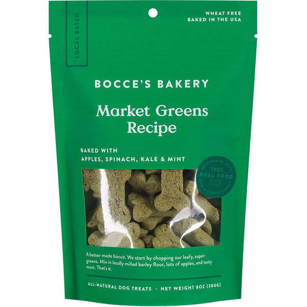 Bocce's Bakery Small Batch Market Greens Recipe Biscuits pour chiens, 300-gram