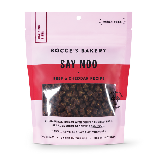 Bocce's Bakery Everyday Say Moo Beef & Cheddar Recipe Training Bites Dog Treats, 6-oz