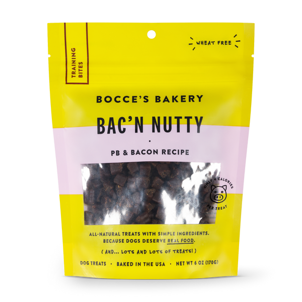 Bocce's Bakery Everyday Bac N' Nutty Peanut Butter & Bacon Recipe Training Bites Dog Treats, 6-oz