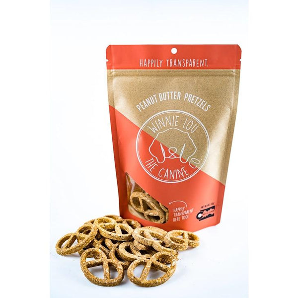 Winnie Lou The Canine Co. Bretzels au beurre de cacahuète Friandises pour chiens, 4 oz
