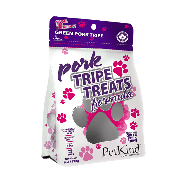 Gâteries PetKind Green Pork Tripe Formula sans grains pour chiens et chats, 6 oz | 170 g