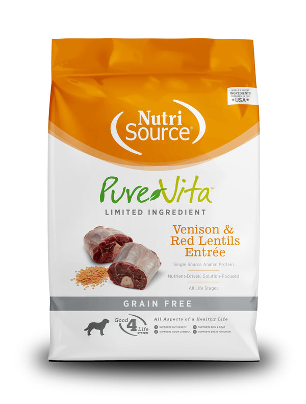 PureVita - Entrée de venaison et lentilles rouges sans grains pour chiens, 25-lb