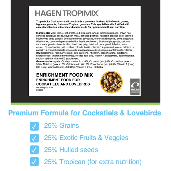 HARI Tropimix Mélange alimentaire enrichissant pour calopsittes et inséparables
