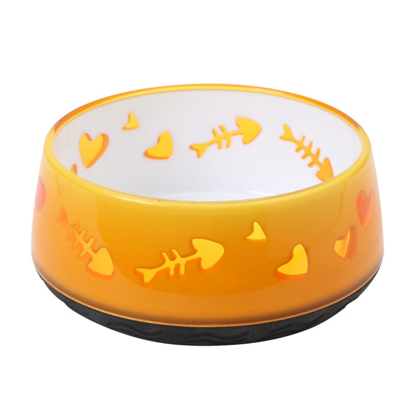 Catit Home Non-Skid Cat Bowl, Orange Fish Bone