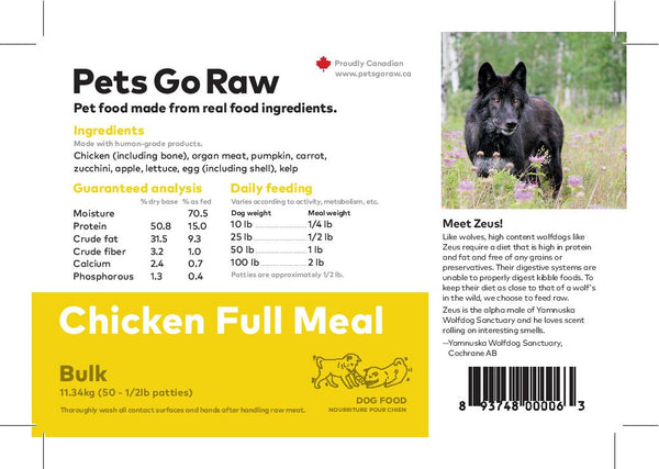 Pets Go Raw Repas complet au poulet en vrac