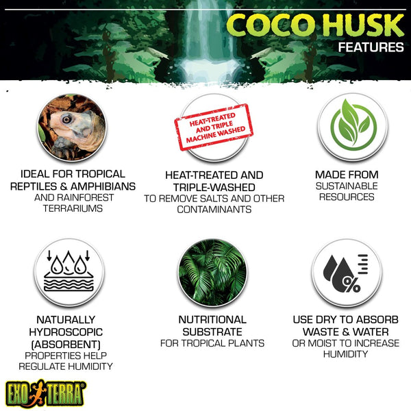 Exo Terra Coco Husk Brick Tropical Terrarium Reptile Substrate, 8-qt, 1 count