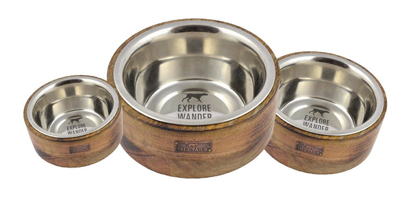 Tall Tails Designer Stainless Steel & Wood Dog Bowl