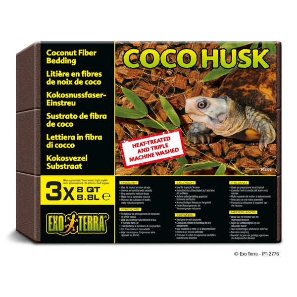 Exo Terra Coco Husk Brick Tropical Terrarium Reptile Substrate, 8-qt, 3-count