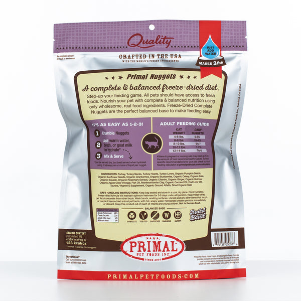 Primal Raw Freeze-Dried Nuggets Turkey Formula Cat Food