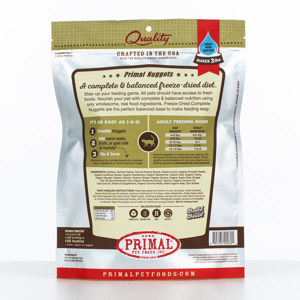Primal Raw Freeze-Dried Nuggets Venison Formula Cat Food