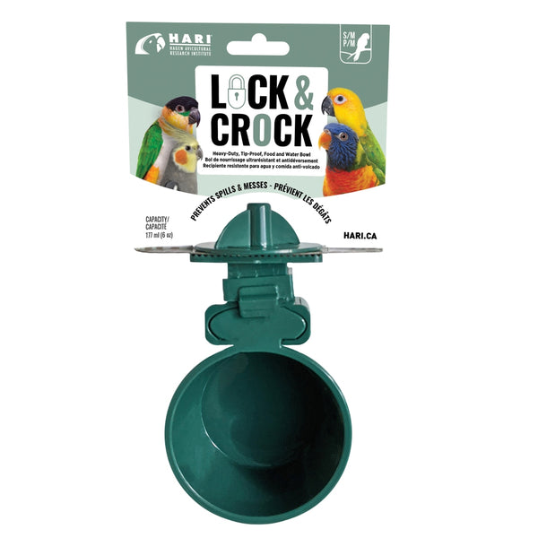 HARI Lock & Crock Food and Water Bowl, Green, 6-oz