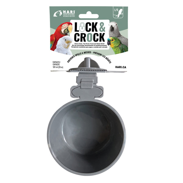 HARI Lock & Crock Food and Water Bowl, Grey, 20-oz